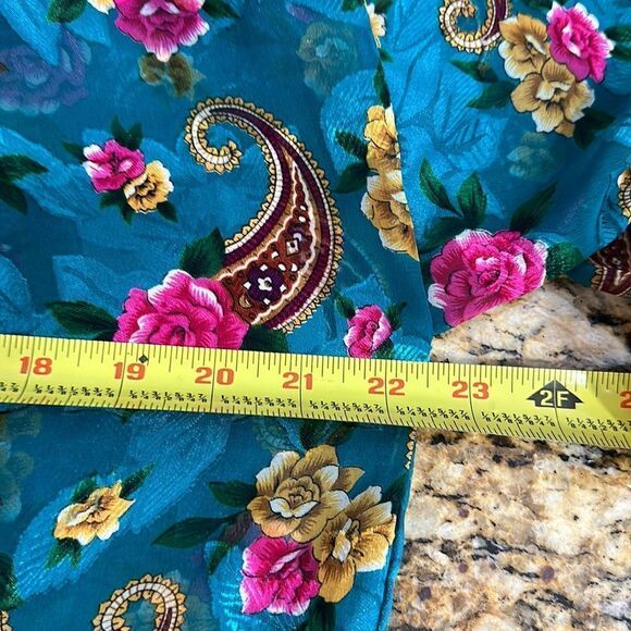 Hidden Fantasies Paisley Floral Print Satin Kimono Robe Size M - Picture 8 of 9